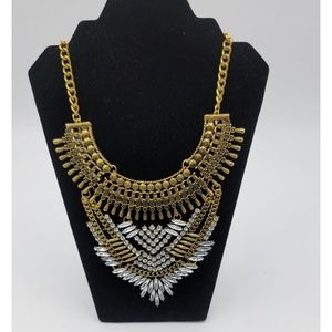 Fashion statement gold and rhinestone Bible necklace